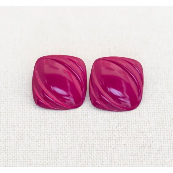 Vintage Deep Purple Retro Stud Earrings - A6 - Picture 1 of 2